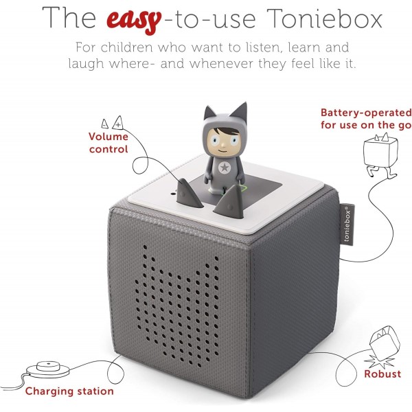 tonies toniebox 프리스쿨 스타터 세트 번들에는 창의적인 노래 1곡, 놀이 및 액션 노래 3곡, fun with spot, oi frog, 어린이용 오디오 북 및 음악 플레이어 스피커, 화면이 없는 