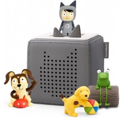 tonies toniebox 프리스쿨 스타터 세트 번들에는 창의적인 노래 1곡, 놀이 및 액션 노래 3곡, fun with spot, oi frog, 어린이용 오디오 북 및 음악 플레이어 스피커, 화면이 없는 