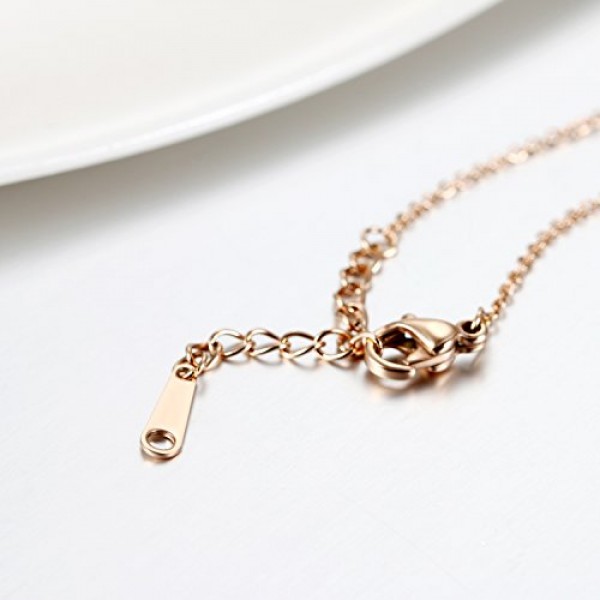 JewelryWe 보석 목걸이 여성용 오각형 스타 별 참 스테인레스 스틸 펜던트 45cm 체인, 로즈 골드, 여성용 선물