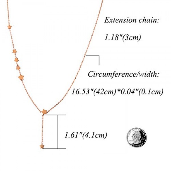 JewelryWe 보석 목걸이 여성용 오각형 스타 별 참 스테인레스 스틸 펜던트 45cm 체인, 로즈 골드, 여성용 선물