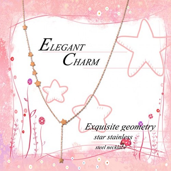 JewelryWe 보석 목걸이 여성용 오각형 스타 별 참 스테인레스 스틸 펜던트 45cm 체인, 로즈 골드, 여성용 선물