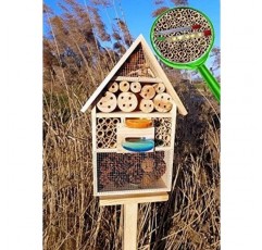 곤충 호텔, LOTUS 버전(발수 표면 포함), 약 8mm 및 11mm 크기의 사이트 글래스 2개 포함(유리로 만든 관찰 튜브 2개, 셀룰로스 폐쇄 및 접근 보조 장치 포함) WITH DRINK SD 및 