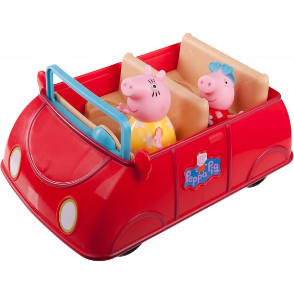 Peppa Pig Peppa's Red Car 92605 - 정확한 회전 바퀴와 소리, 독점적인 Peppa와 Mama Pig 장난감 피규어 포함, 2세 이상 어린이에게 이상적인 장난감