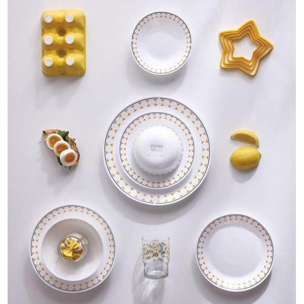 PYREX CP-1865 우유 유리, 수프 그릇, 5.9인치(15cm), 접시, 산산조각 방지, 경량, 전자레인지 사용 가능, 식기세척기 사용 가능, 강화 유리, 하모니 팝스, 6개 세트