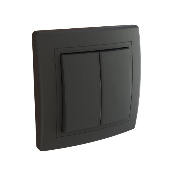 ALING-CONEL PRESTIGE-Line 매립형 시리즈 스위치 VDE 인증 설치 상자 직경 60mm 10AX/250V~ 프레임 포함(전체) 검정 소프트 터치 검정 - 시리즈 스위치