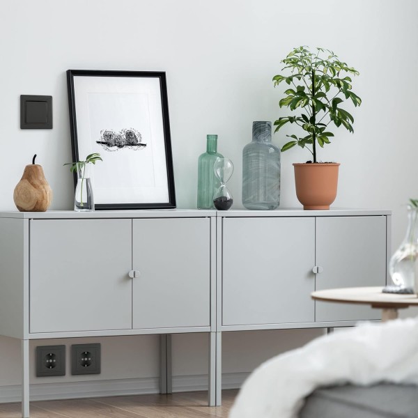 ALING-CONEL PRESTIGE-Line 매립형 시리즈 스위치 VDE 인증 설치 상자 직경 60mm 10AX/250V~ 프레임 포함(전체) 검정 소프트 터치 검정 - 시리즈 스위치