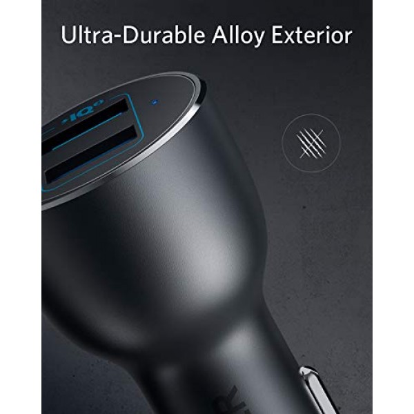 Anker 차량용 휴대폰 충전기 어댑터, 36W 금속 듀얼 USB, PowerDrive III 2포트 36W 합금, iPhone 14 13 12 11 Pro Max 미니 X XR XS, iPad Pro 미니, 갤럭시 S20/ S20+/ S10/ S10e/ S10+ 등