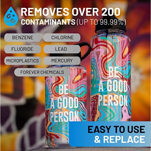 Epic 정수 필터 Nalgene OG Sustain Tritan USA Made 물병 및 75갤런 필터 - 물 불순물 99.99% 제거, 48온스, Be A Good Person 스페셜 에디션