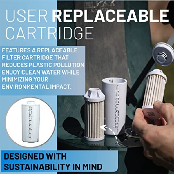 Epic 정수 필터 Nalgene OG Sustain Tritan USA Made 물병 및 75갤런 필터 - 물 불순물 99.99% 제거, 48온스, Be A Good Person 스페셜 에디션