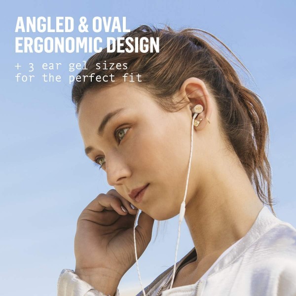 House of Marley Uplift 2.0 - 소음 차단 인이어 헤드폰, 9mm 드라이버, 마이크, 1버튼 컨트롤, 지속 가능한 소재, 다양한 이어팁 크기 - 실버