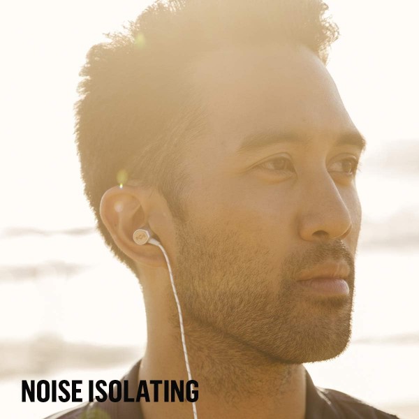 House of Marley Uplift 2.0 - 소음 차단 인이어 헤드폰, 9mm 드라이버, 마이크, 1버튼 컨트롤, 지속 가능한 소재, 다양한 이어팁 크기 - 실버