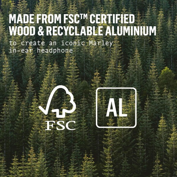 House of Marley Uplift 2.0 - 소음 차단 인이어 헤드폰, 9mm 드라이버, 마이크, 1버튼 컨트롤, 지속 가능한 소재, 다양한 이어팁 크기 - 실버
