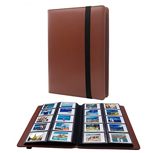 Fujifilm Instax Mini 12 11 90 40, Polaroid Mini 2x3 즉석 카메라 및 Zip 즉석 프린터용 400 포켓 사진 앨범(갈색)