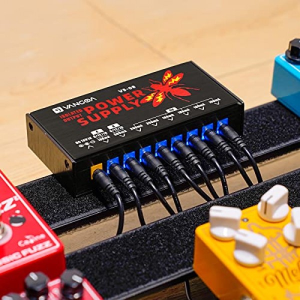 기타 전원 공급 장치, 기타 페달 전원 공급 장치 9V/12V/15V/18V 효과 페달용 절연 DC 출력 8개, 전압 조절 가능, Vangoa 제작
