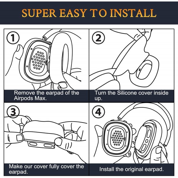 SOULWIT Apple AirPods Max 이어 패드 패드용 실리콘 보호 커버 케이스, 땀 방지 보호 케이스, AirPods Max Camo-Green용 손쉬운 세척 가능 이어컵 커버 프로텍터 액세서리