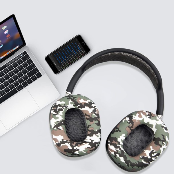 SOULWIT Apple AirPods Max 이어 패드 패드용 실리콘 보호 커버 케이스, 땀 방지 보호 케이스, AirPods Max Camo-Green용 손쉬운 세척 가능 이어컵 커버 프로텍터 액세서리
