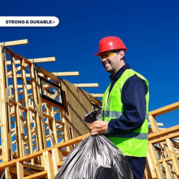 Plasticplace 계약자 쓰레기 봉투 33갤런 - 3.0밀, 검정색 고강도 쓰레기 봉투 33