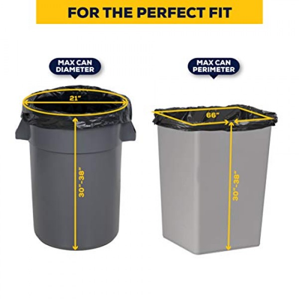 Plasticplace 계약자 쓰레기 봉투 33갤런 - 3.0밀, 검정색 고강도 쓰레기 봉투 33