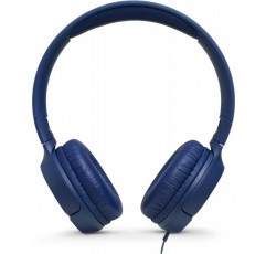 원버튼 리모컨과 마이크가 있는 JBL TUNE500 유선 온이어 헤드폰, 파란색