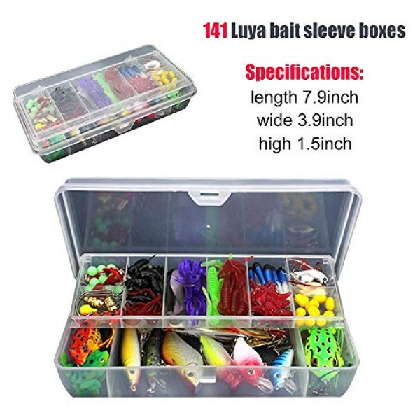 Ewolee 141 조각 낚시 미끼, 미끼 예술 미끼 세트, 낚시 미끼 세트, 파이크, 송어, 잰더, 농어용 낚시 액세서리