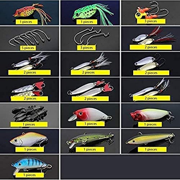 Ewolee 141 조각 낚시 미끼, 미끼 예술 미끼 세트, 낚시 미끼 세트, 파이크, 송어, 잰더, 농어용 낚시 액세서리