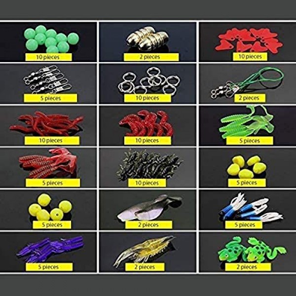 Ewolee 141 조각 낚시 미끼, 미끼 예술 미끼 세트, 낚시 미끼 세트, 파이크, 송어, 잰더, 농어용 낚시 액세서리