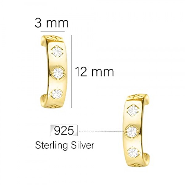 SOFIA MILANI - 여성용 925 실버 귀걸이 - 지르코니아 스톤 포함 - 스터드 후프 귀걸이