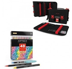 ARTEZA 리얼 브러쉬 펜 여행용 번들, 아티스트, 취미 화가 및 초보자를 위한 드로잉 미술 용품