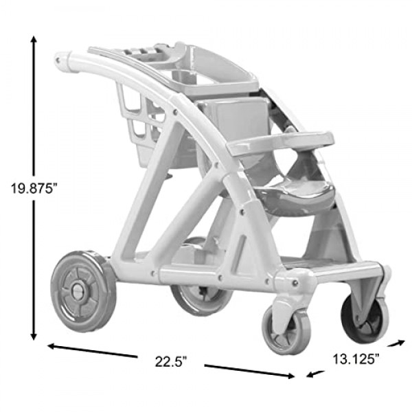 American Plastic Toys Shop with Me Baby Doll용 유모차, 2-in-1 유모차 및 쇼핑 카트, 역할 놀이 장려, 걷는 법을 배우는 유아를 위한 운동 능력 구축, 2세 이상용, 분홍색 및 보라색