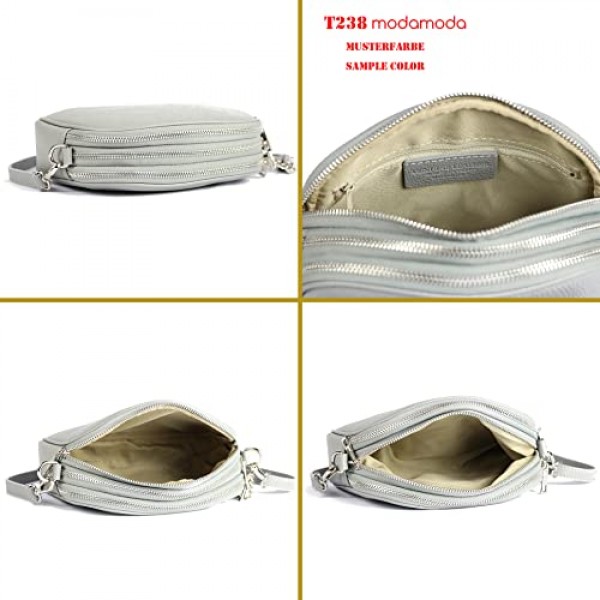 modamoda de - T238 이탈리아 여성용 숄더백 가죽 미디엄, 라이트골드 메탈릭, 스포티, 우아함