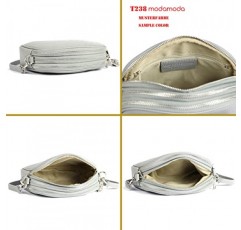 modamoda de - T238 이탈리아 여성용 숄더백 가죽 미디엄, 라이트골드 메탈릭, 스포티, 우아함