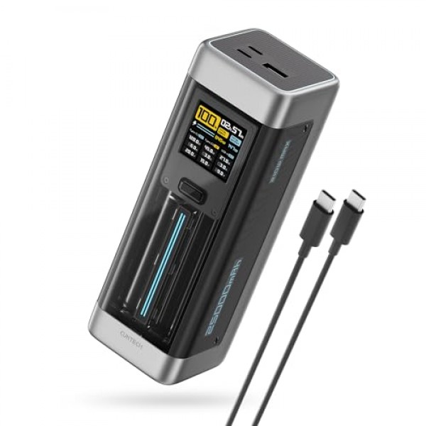 CUKTECH 20 보조 배터리, 25,000mAh 지원 140W PD3.1, 3포트 휴대용 충전기, 노트북, iPhone 15/14 시리즈, 삼성, MacBook, Dell, 태블릿, AirPods 등을 위한 스마트 충전 상태 TFT 디스플레