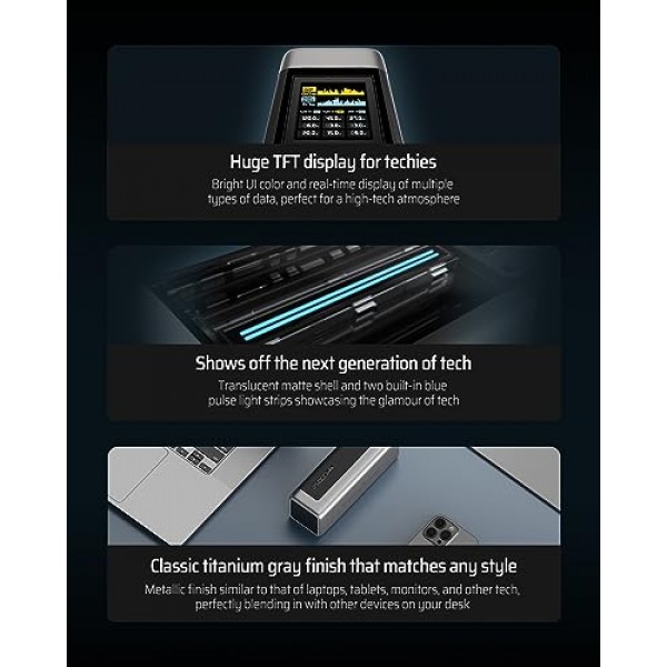 CUKTECH 20 보조 배터리, 25,000mAh 지원 140W PD3.1, 3포트 휴대용 충전기, 노트북, iPhone 15/14 시리즈, 삼성, MacBook, Dell, 태블릿, AirPods 등을 위한 스마트 충전 상태 TFT 디스플레