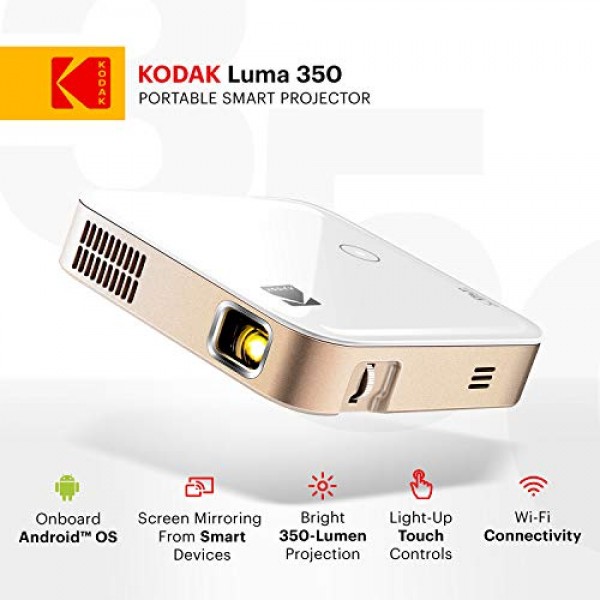 KODAK Luma 350 휴대용 스마트 프로젝터 | 강력한 Ultra HD 충전식 비디오 프로젝터 Android 6.0 - 소프트 케이스 포함
