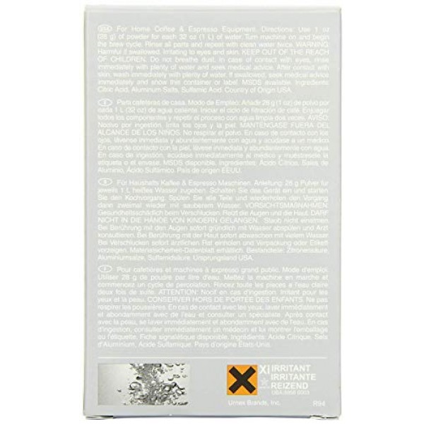 Urnex Dezcal 커피 및 에스프레소 디스케일러 및 클리너 - 2팩 - 활성 스케일 제거제 가정용 커피 브루어와 함께 사용 에스프레소 머신 포드 머신 캡슐 머신 주전자 가멧 