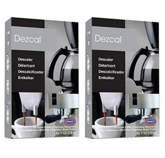 Urnex Dezcal 커피 및 에스프레소 디스케일러 및 클리너 - 2팩 - 활성 스케일 제거제 가정용 커피 브루어와 함께 사용 에스프레소 머신 포드 머신 캡슐 머신 주전자 가멧 
