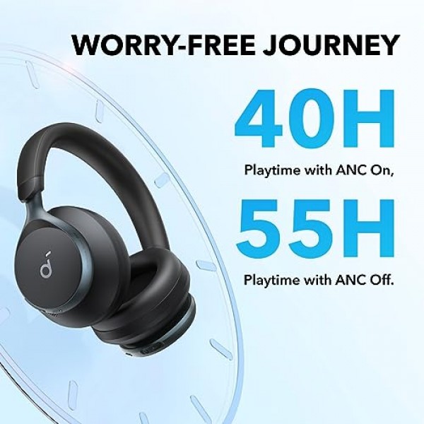 Anker의 Space One 능동형 소음 차단 헤드폰 - 40시간 재생 시간, LDAC 고해상도 오디오, Bluetooth 5.3, 명확한 통화