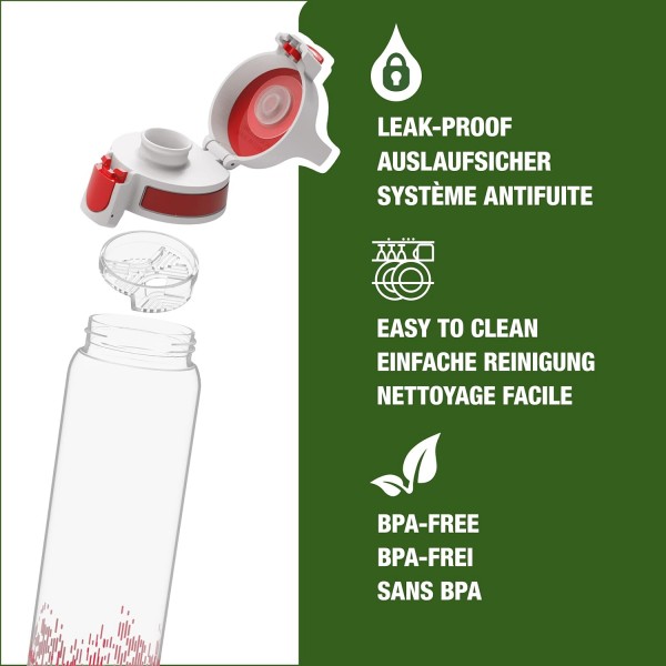 SIGG - Tritan 물병 - Total Clear ONE - 탄산 음료에 적합 - 식기세척기 사용 가능 - 누출 방지 - 가벼운 깃털 - 긁힘 방지 - BPA 프리 - 0.75L Tritan Renew Red