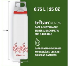 SIGG - Tritan 물병 - Total Clear ONE - 탄산 음료에 적합 - 식기세척기 사용 가능 - 누출 방지 - 가벼운 깃털 - 긁힘 방지 - BPA 프리 - 0.75L Tritan Renew Red