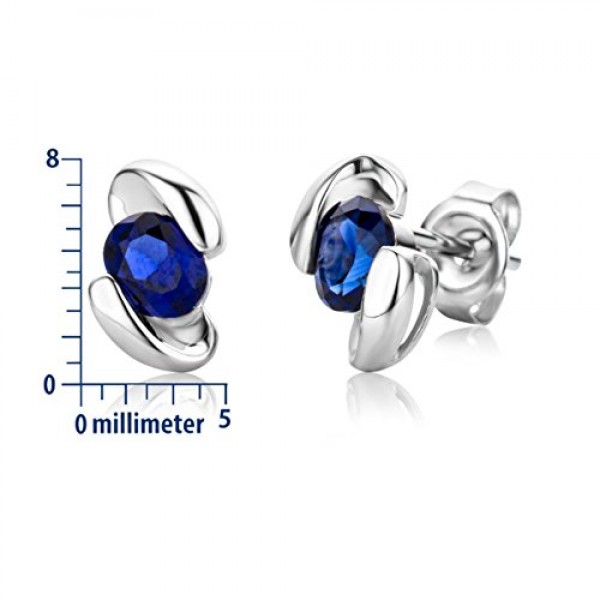 Miore Jewellery 여성용 귀걸이, 보석/탄생석 사파이어/루비 스터드 귀걸이, 화이트 골드 9 캐럿/375 골드, 골드