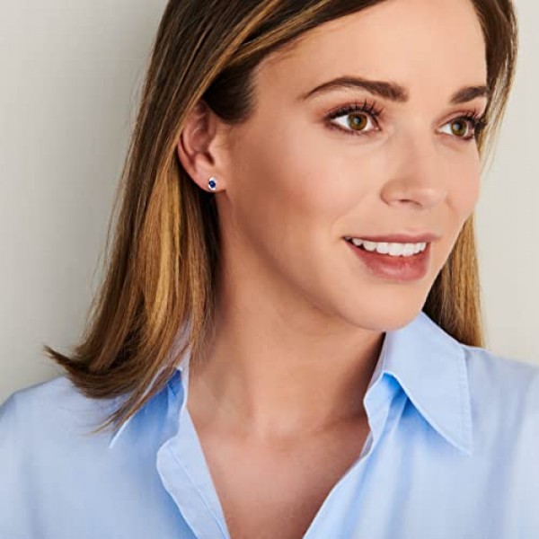 Miore Jewellery 여성용 귀걸이, 보석/탄생석 사파이어/루비 스터드 귀걸이, 화이트 골드 9 캐럿/375 골드, 골드