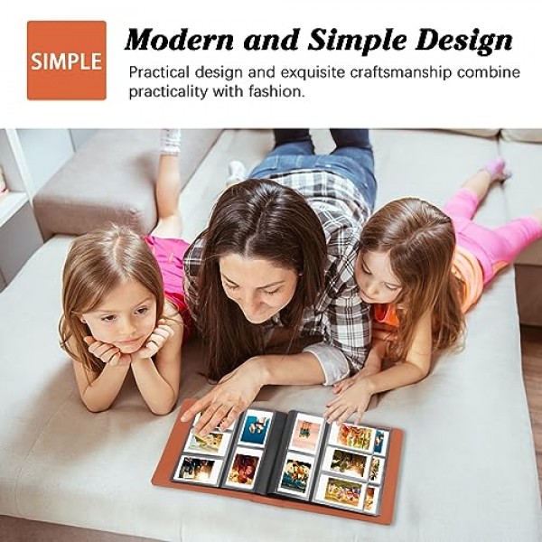 Fujifilm Instax Mini 카메라/폴라로이드 카메라용 360 포켓 사진 앨범, Fujifilm Instax Mini 11 12 9 40 Evo Liplay 8 7+ 즉석 카메라, Polaroid Kodak HP 2x3 사진용 사진 앨범(갈색)