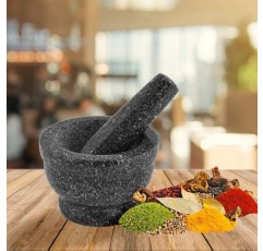 ALBERT AUSTIN 유봉과 박격포 세트 대형 | 주방 기기 세트, 박격포 및 유봉 | 대용량 하드 화강암 모르타르, 프리미엄 솔리드 화강암 모르타르 및 유봉 | 장식용 돌과 모르