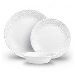 CORELLE Bella Faenza 1146912 4인용 12피스 식기 세트 접시, 사이드 접시, 그릇 포함 3배 더 내구성이 뛰어나 공간 무게가 세라믹 대비 절반 차지
