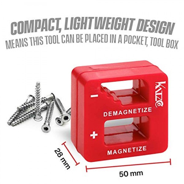 Katzco Red 정밀 자화기 및 탈자기 - 3팩 - 드라이버, 나사, 드릴 비트, 소켓, 너트, 볼트, 못, 드라이버, 렌치, 핀셋 및 기타 강철 도구용