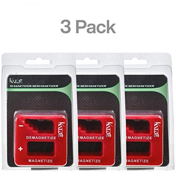 Katzco Red 정밀 자화기 및 탈자기 - 3팩 - 드라이버, 나사, 드릴 비트, 소켓, 너트, 볼트, 못, 드라이버, 렌치, 핀셋 및 기타 강철 도구용