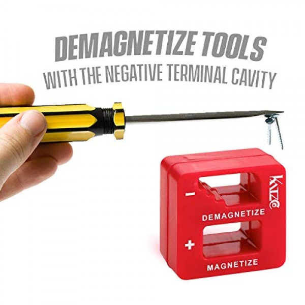 Katzco Red 정밀 자화기 및 탈자기 - 3팩 - 드라이버, 나사, 드릴 비트, 소켓, 너트, 볼트, 못, 드라이버, 렌치, 핀셋 및 기타 강철 도구용