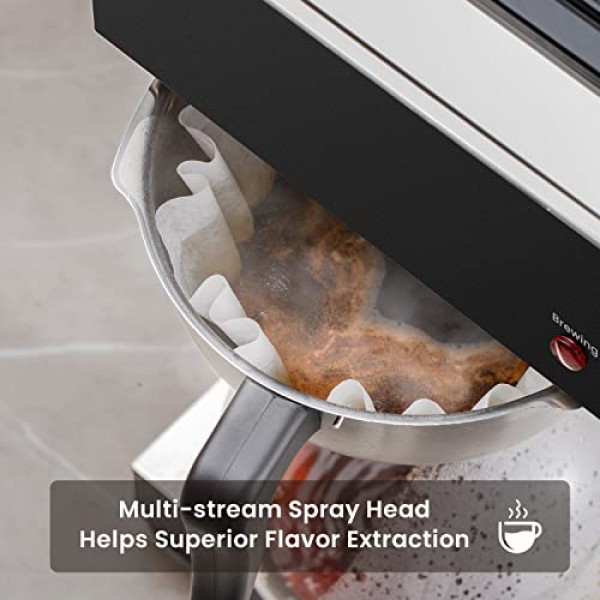 SYBO 12컵 상업용 드립 커피 메이커, 푸어 오버 커피 메이커 브루어, 유리병 2개 및 워머, 스테인레스 스틸 카페테라 SF-CB-2GA