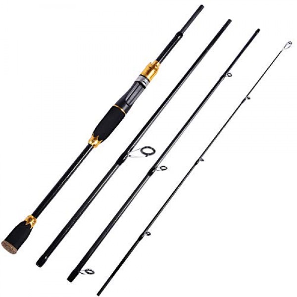 Sougayilang 스피닝 낚싯대 릴 콤보, 여행용 민물 낚시용 스피닝 릴이 있는 24톤 탄소 섬유 Protable 낚시대