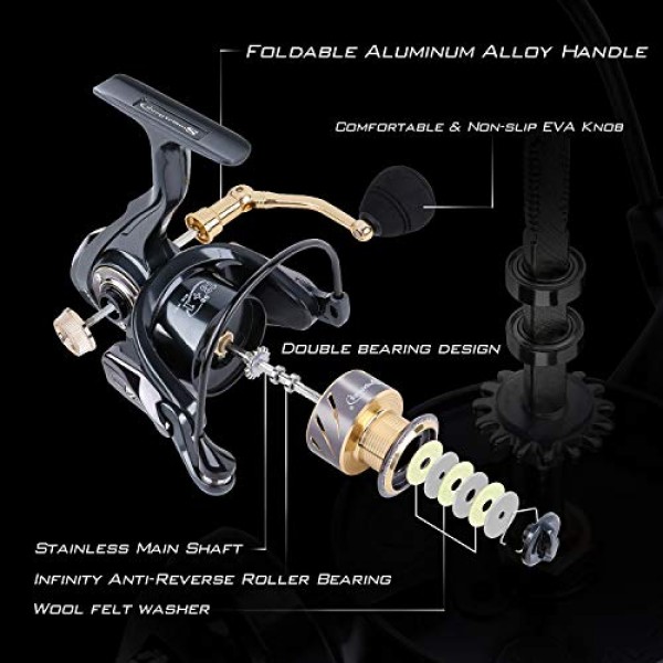 Sougayilang 스피닝 낚싯대 릴 콤보, 여행용 민물 낚시용 스피닝 릴이 있는 24톤 탄소 섬유 Protable 낚시대